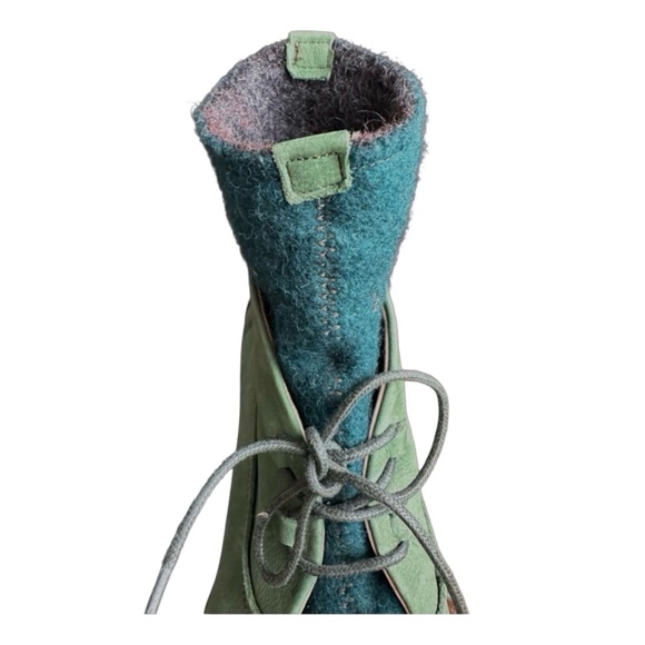 EL NATURALISTA Women’s Suede Leather Boots Size 7US Green Felt Up Block Heel - Picture 6 of 10